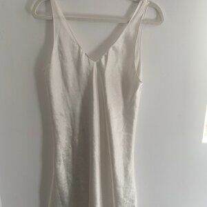 White Sleeveless Satin Slip Top/Dress